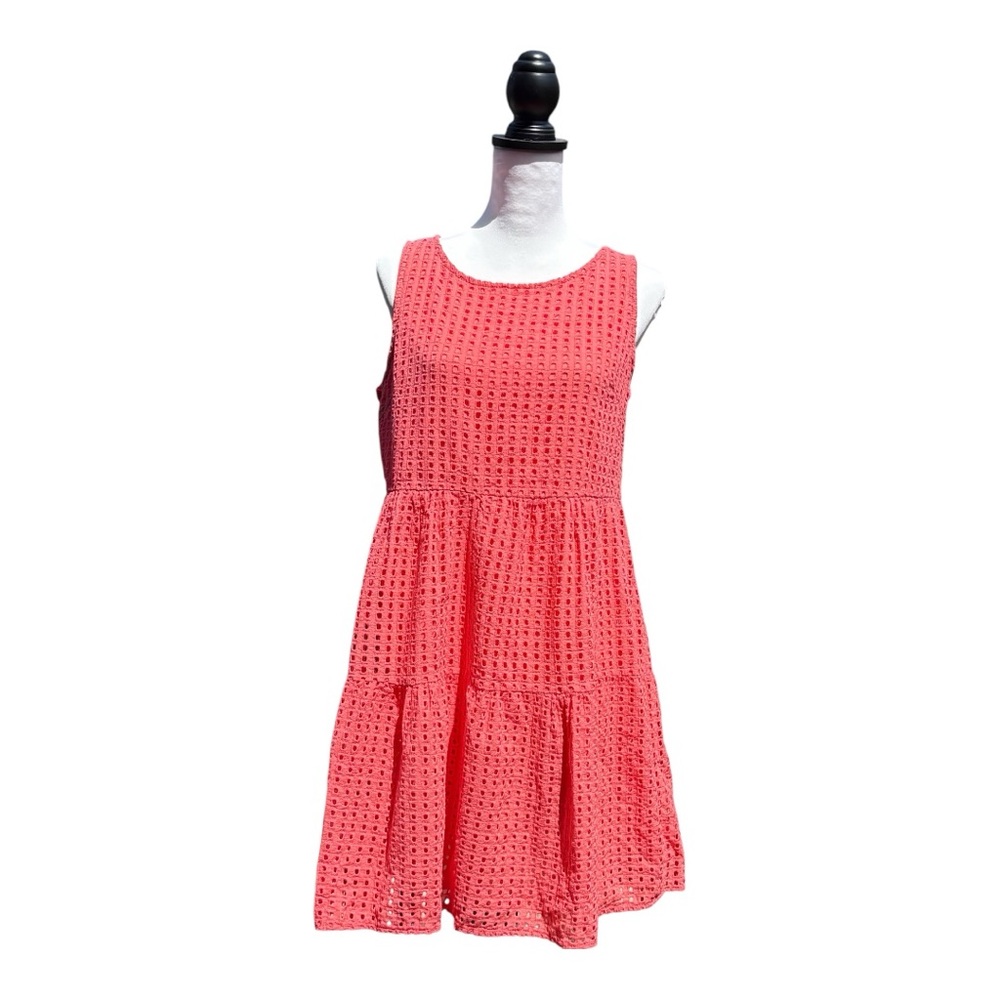 Valentina Naldi Cotton Lace Coral Size S Sleeveless Dress Made In Italy